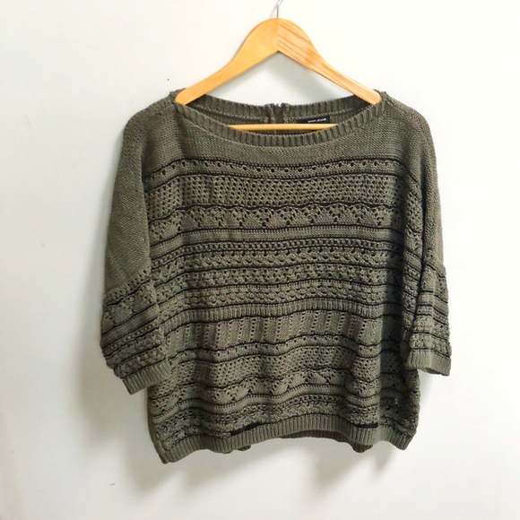 Dkny Sweaters - DKNY jeans olive green lacey knit sweater